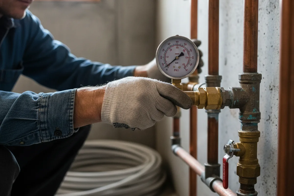 Pressure testing a repaired line during Water Line Repair in Cumberland Furnace